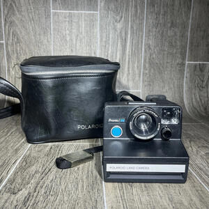 Vtg Polaroid Pronto SE Land Camera One Step & Promatic PL Flash Untested w/ Case